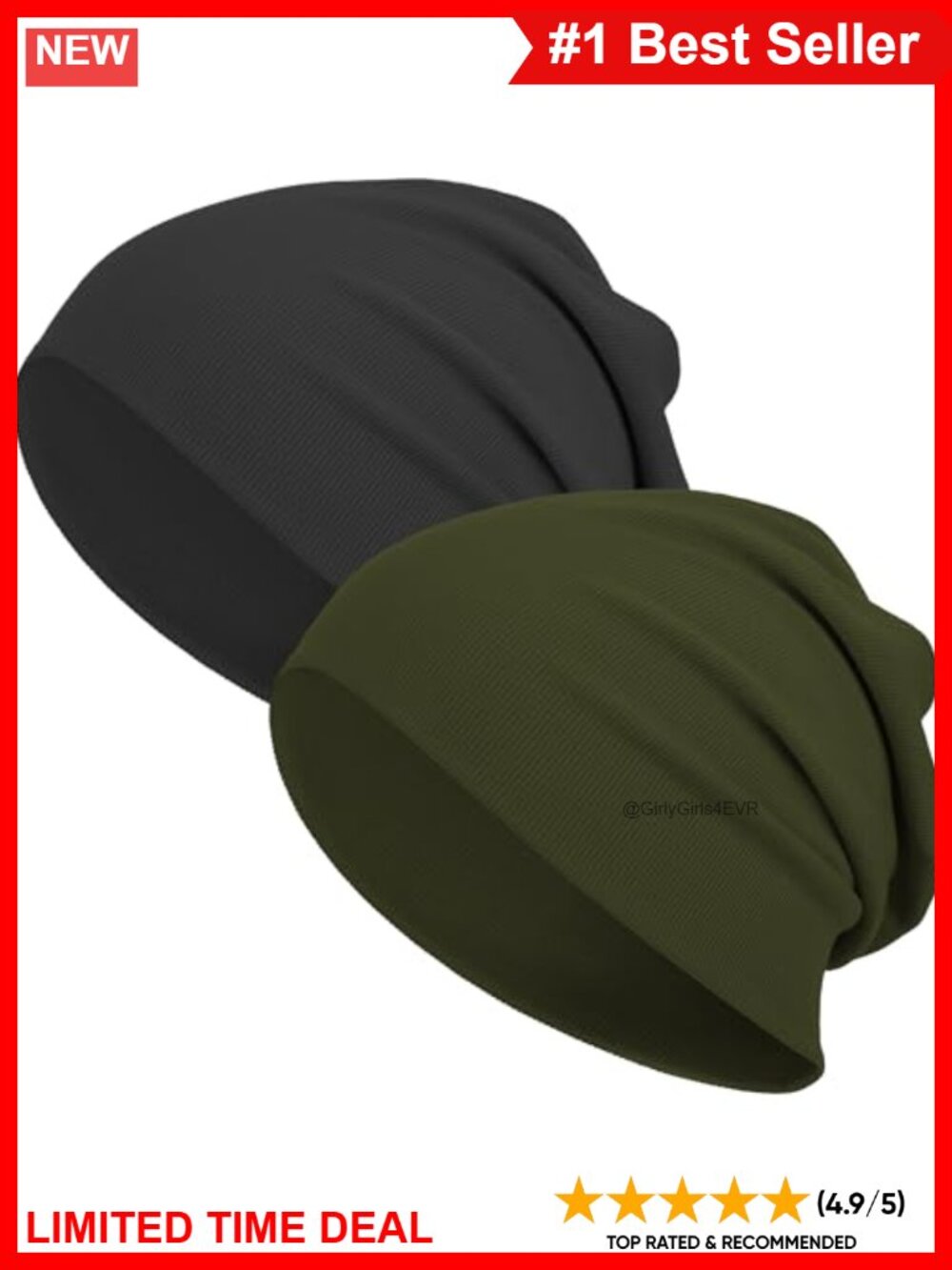 Slouchy Cotton Knit Cuffed Skull Cap Beanie Unisex One Size